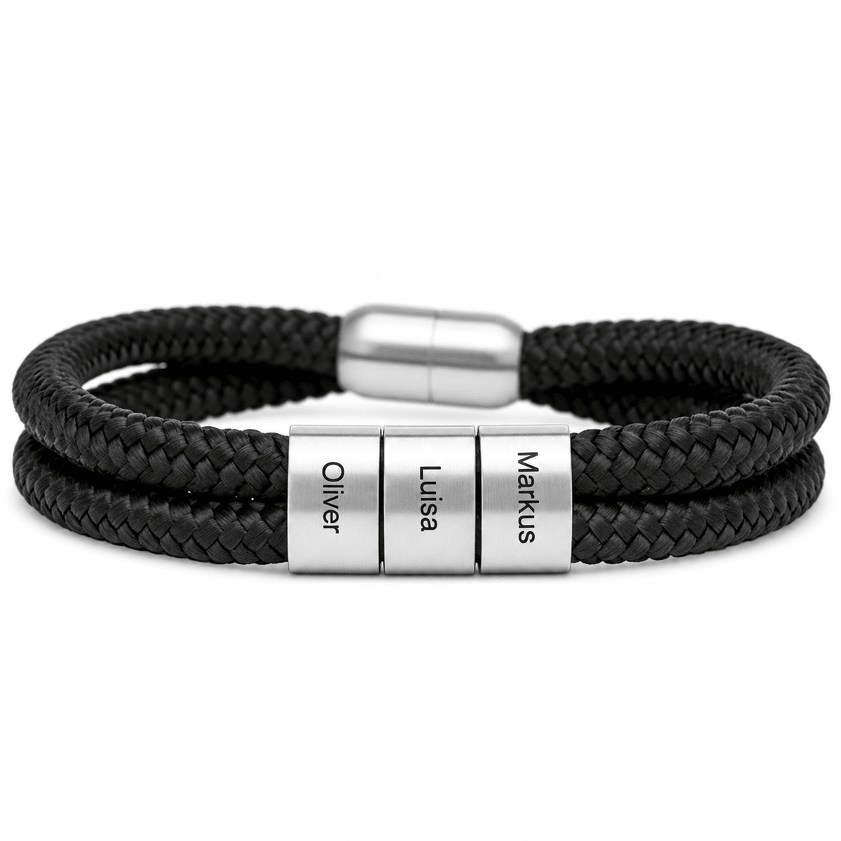Schwarz Segeltau Armband mit Ringgravur - OTANTO