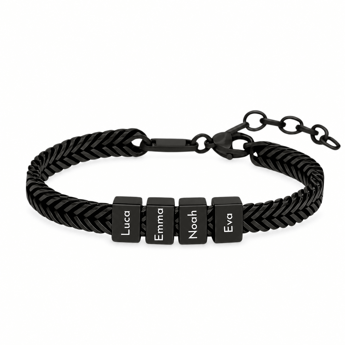 Retro Armband mit gravierten schwarzen Beads - OTANTO