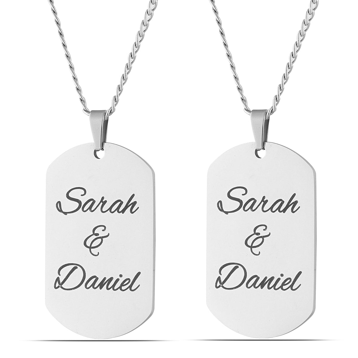 2 x Cuban Chain Dog Tag ID Partnerketten - OTANTO